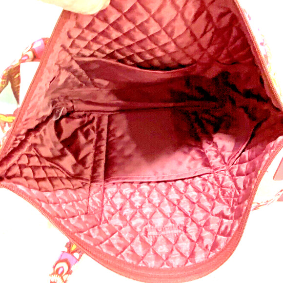 Vera Bradley Shoulderbag Purse Double Straps Multicolor Pink Floral Quilted Tote - Picture 10 of 11